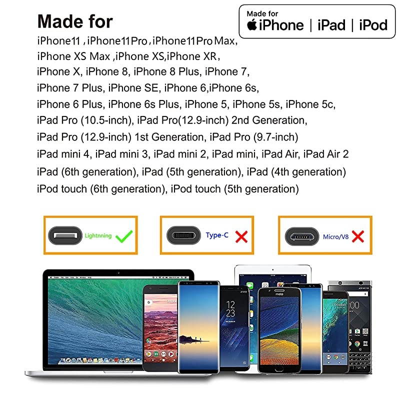 Lightning CableCertified Charger Cable for iPhone4Pack 33FT 66FT Nylon Braided USB Lightning Cable for iPhone X8 Plus87 Plus76 Plus66S Plus6s5iPad and Morered