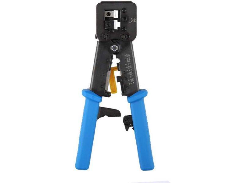 RJ45 Crimp Tool Pass Through Cat5 Cat5e Cat6 Crimping Tool for RJ45/RJ12 Regular and End-Pass-Through connectors