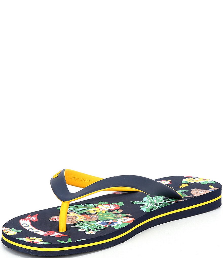 Polo Ralph Lauren Men's Bolt Bear-Waiian Print Flip Flops