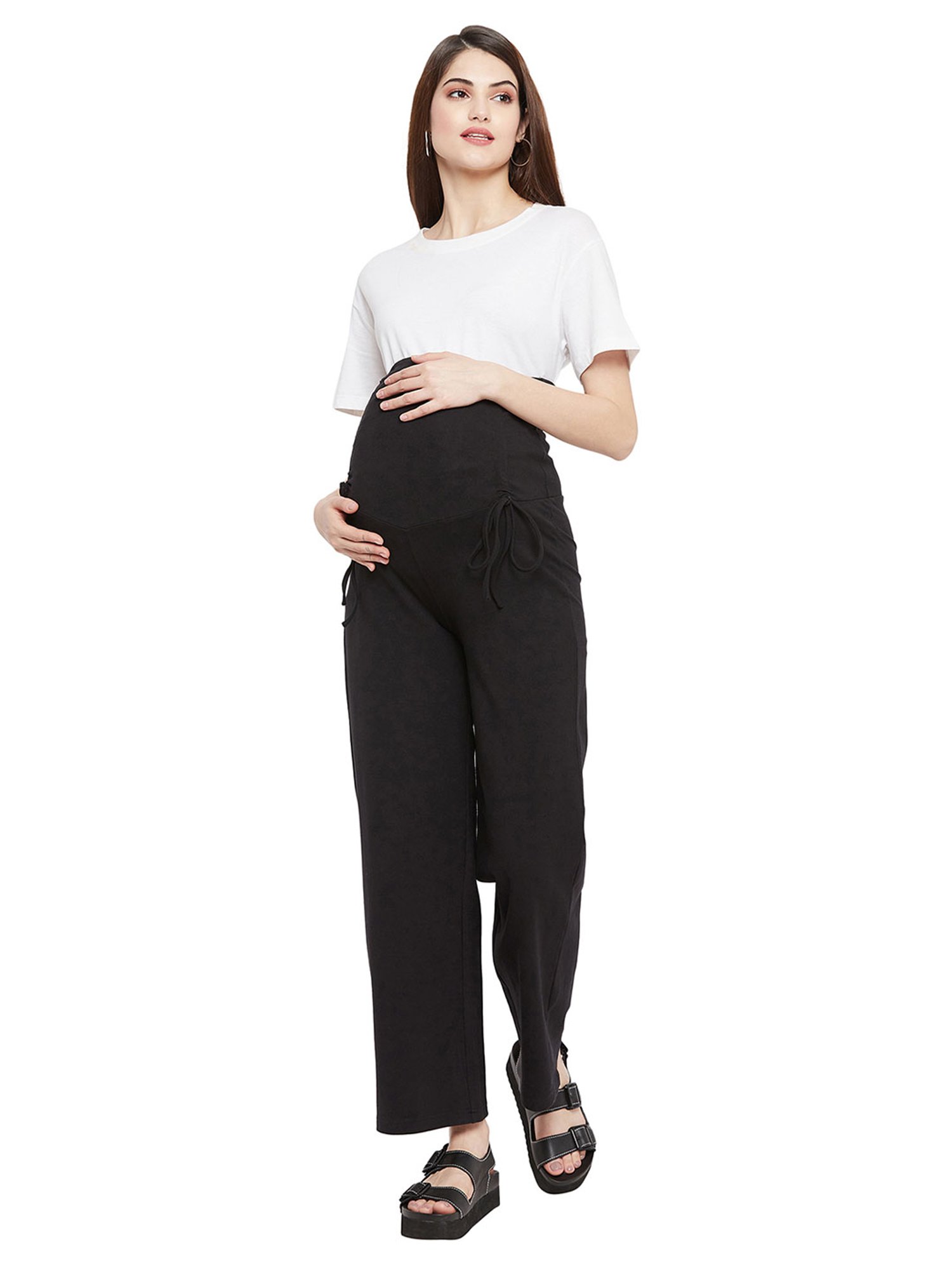 Hypernation Black Regular Fit Maternity Pants