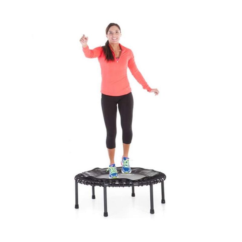 JumpSport 200 In Home Cardio Fitness Safely Cushioned Rebounder Mini Trampoline with Premium Bungees and Workout DVD, Black