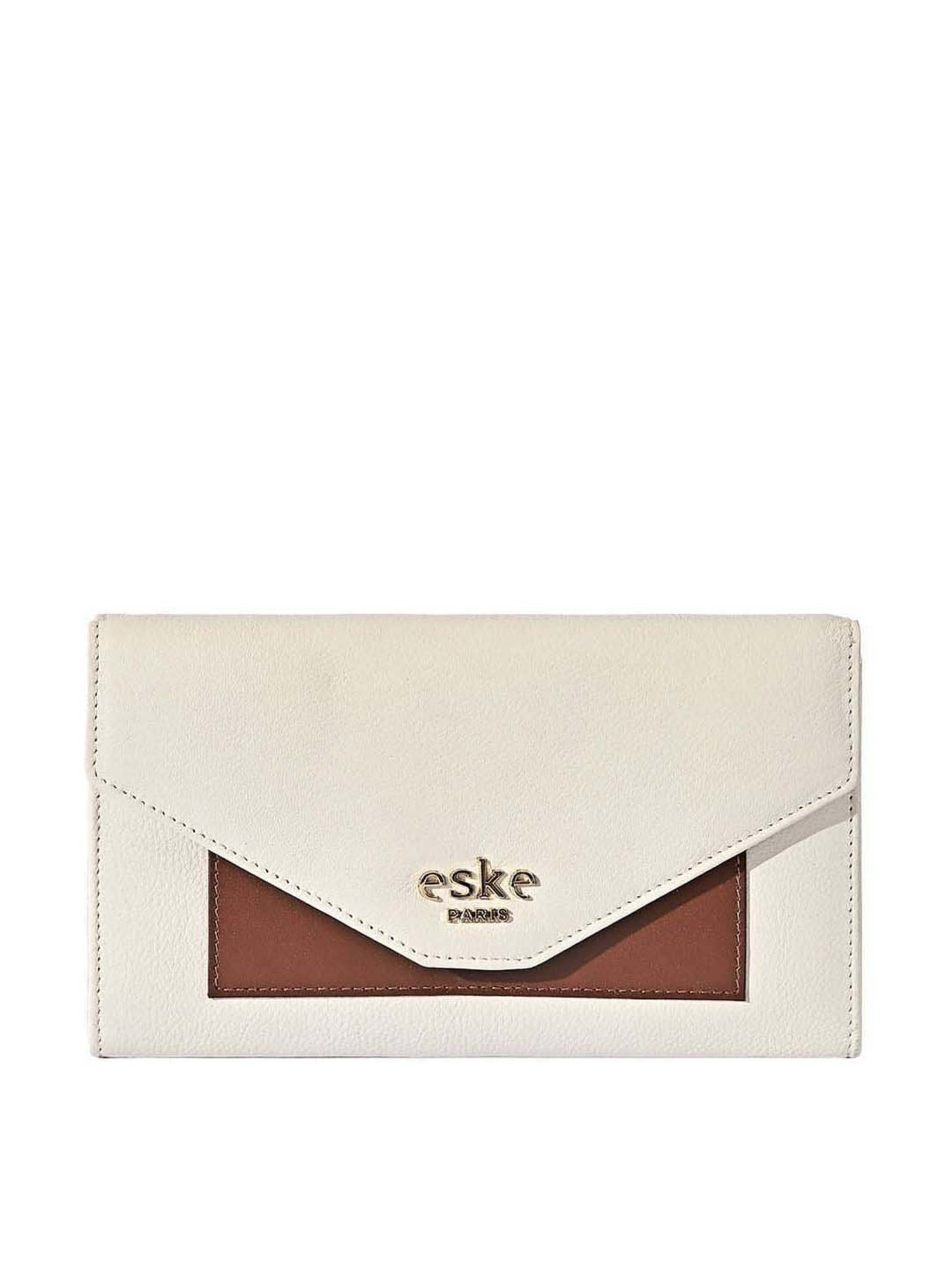 Eske Percy White Solid Tri-Fold Wallet for Women