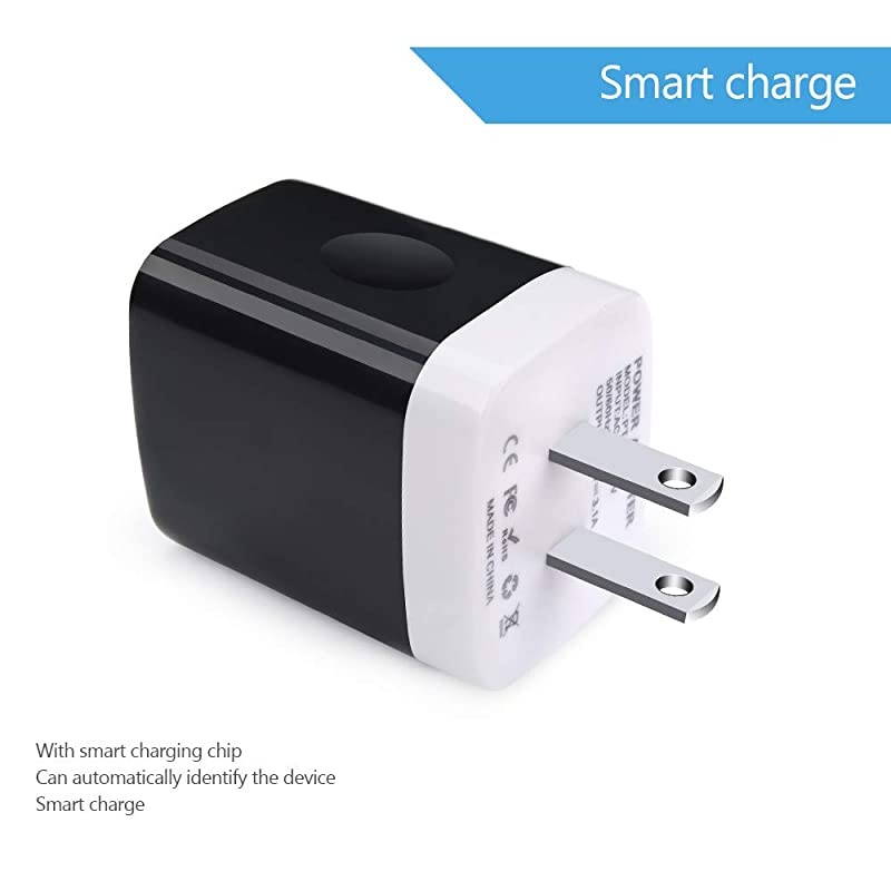 Wall Charger Plug  USB Plug Wall 3MultiPort Home Charger Station Cube Box Charger Outlet Base Brick Block Replacement for iPhone iPad and iWatch Charger Plug Black