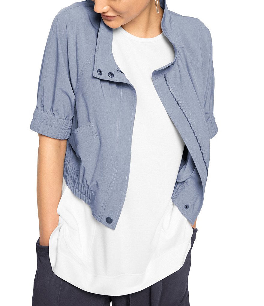 b new york Cropped Recycled Woven Bomber Jacket