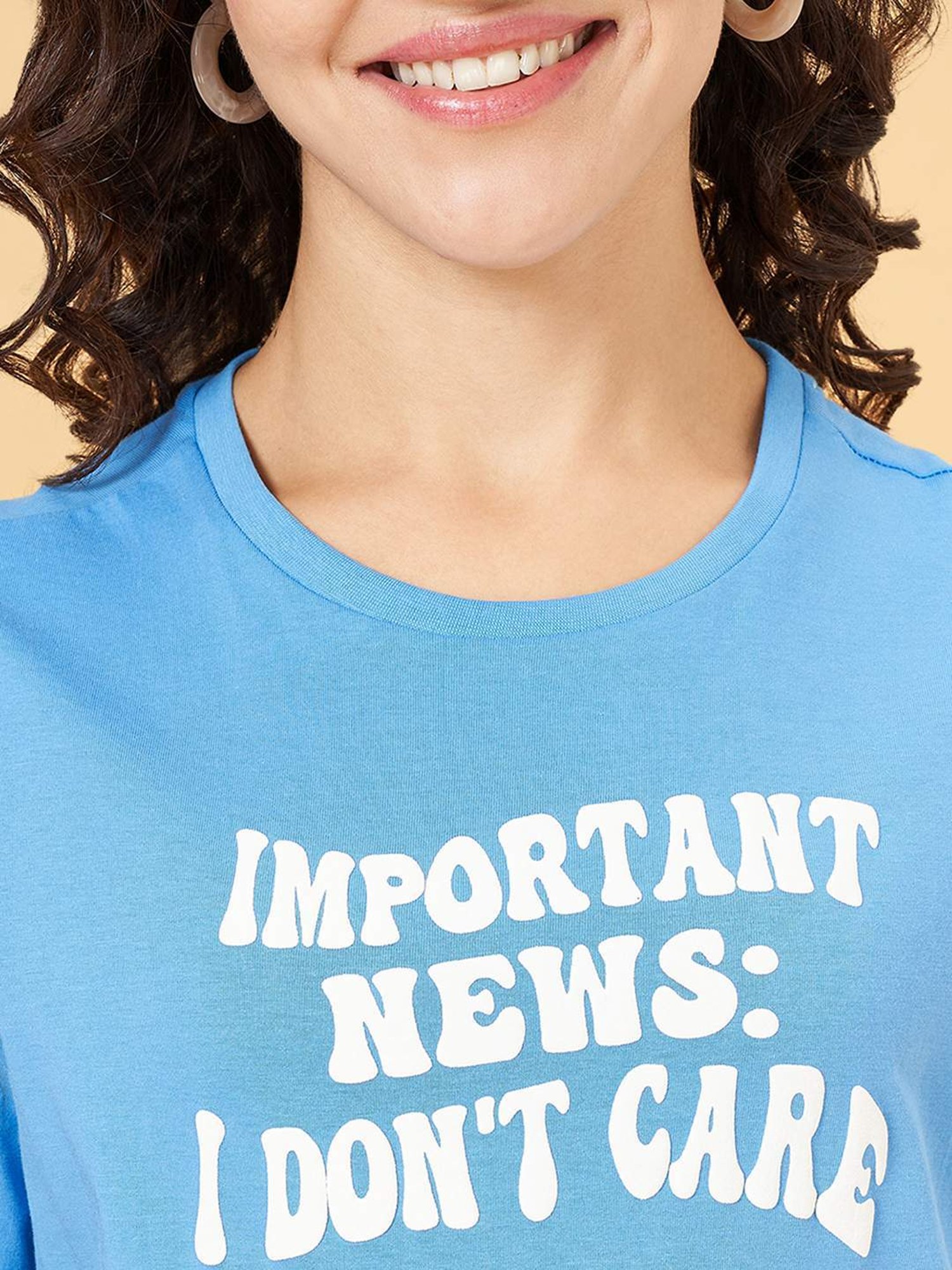 People by Pantaloons Blue Printed T-Shirt