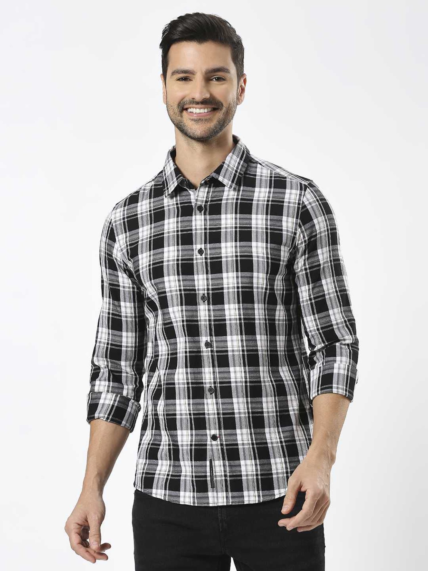 Kuons Avenue Cobalt Blue Slim Fit Denim Shirt