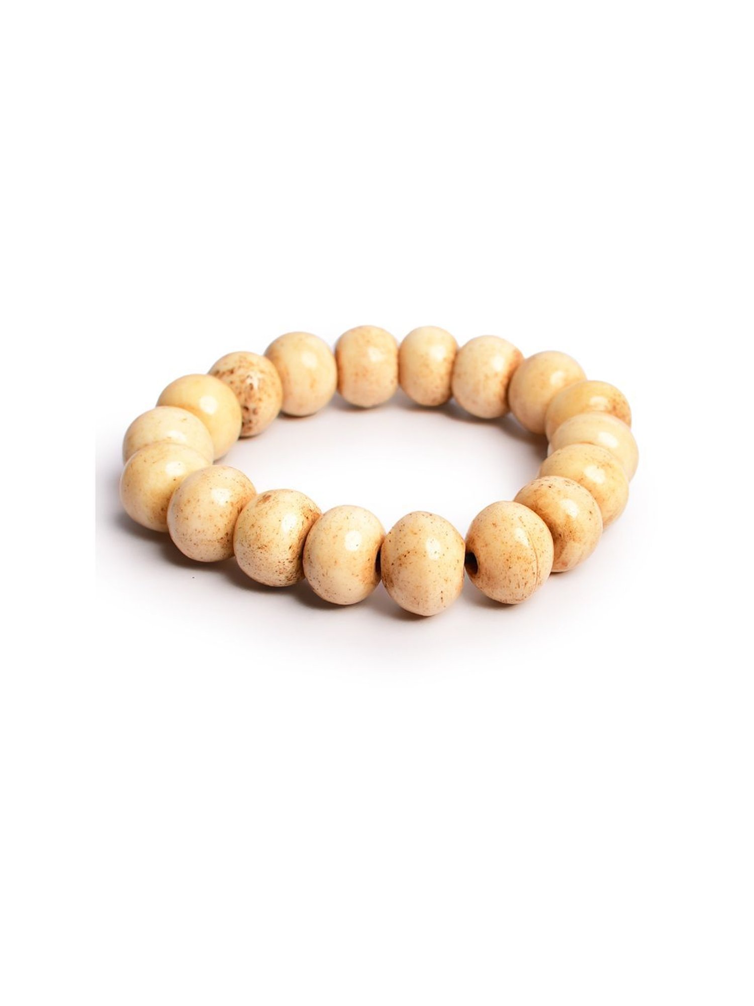 IMLI STREET Off White Artificial Beaded Stretchable Bracelet for Women