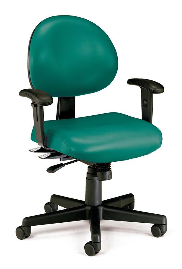 OFM 24 Hour Ergonomic Task Chair with Arms, Anti-Microbial/Anti-Bacterial Vinyl, in Navy (241-VAM-AA-605)