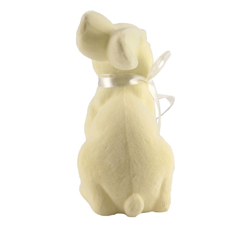 Easter 7.75" White Sitting Bunny Rabbit Flocked Spring  -  Decorative Figurines