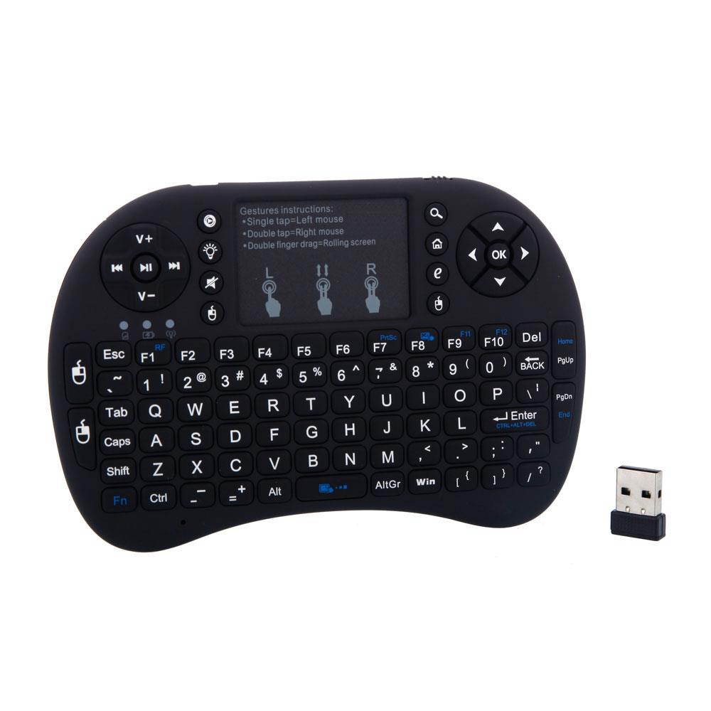 i8  2.4GHz Mini Backlight Wireless Keyboard with Touchpad Black