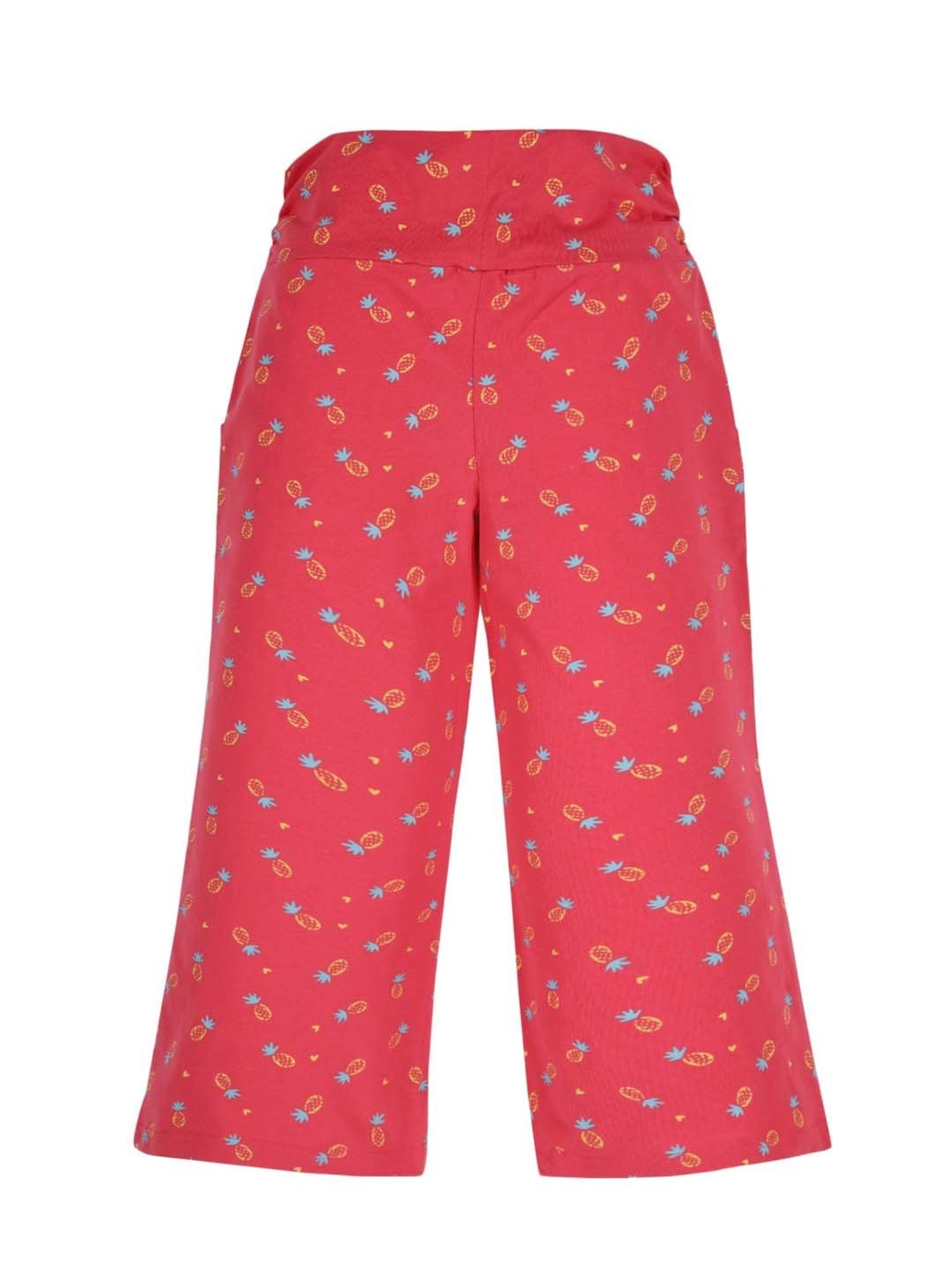 Plum Tree Kids Off-White & Pink Cotton Printed Crop Top Set