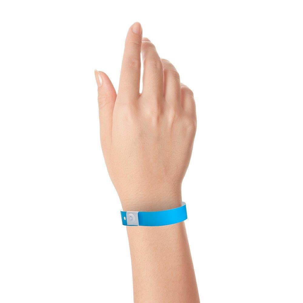 WristCo Neon Blue Plastic Wristbands - 100 Pack Wristbands For Events