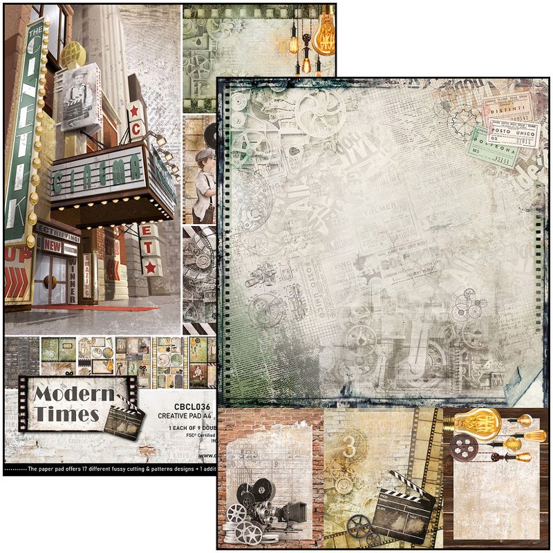 Ciao Bella Double-Sided Creative Pack 90lb A4 9/Pkg-Modern Times, 9 Designs/1 Each