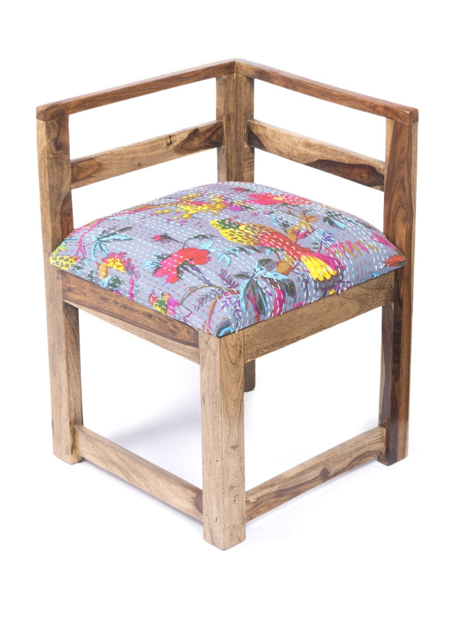 Ikiriya Kingston Printed Brown & Blue Wood 4 Seater Dining Table Set Teak Finish