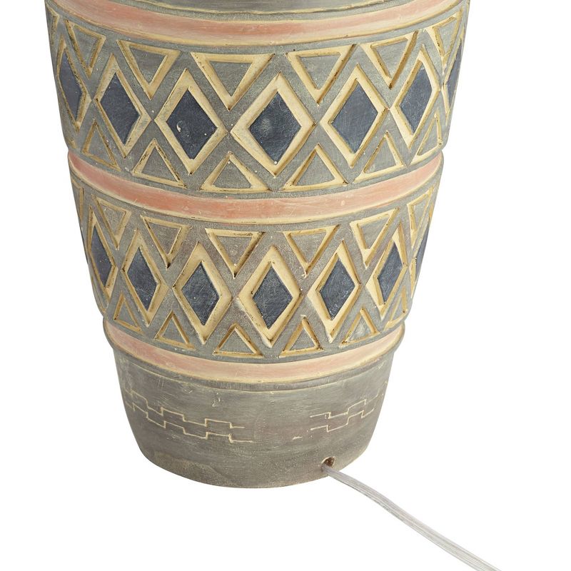 John Timberland Rustic Table Lamp Southwest Style Pattern Oatmeal Fabric Drum Shade for Living Room Bedroom Bedside Office Family