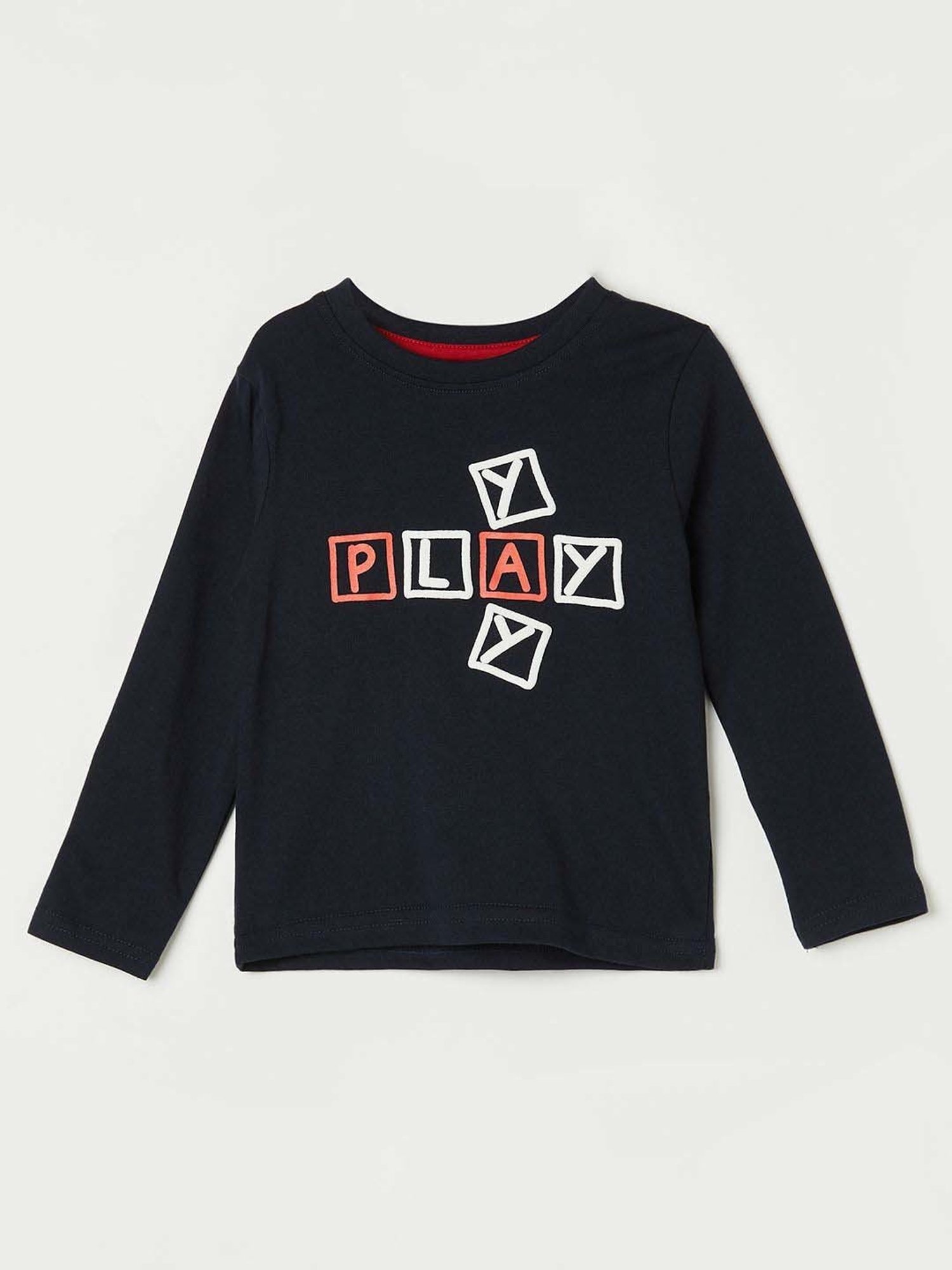 Juniors by Lifestyle Kids Navy Cotton Printed Full Sleeves Tee