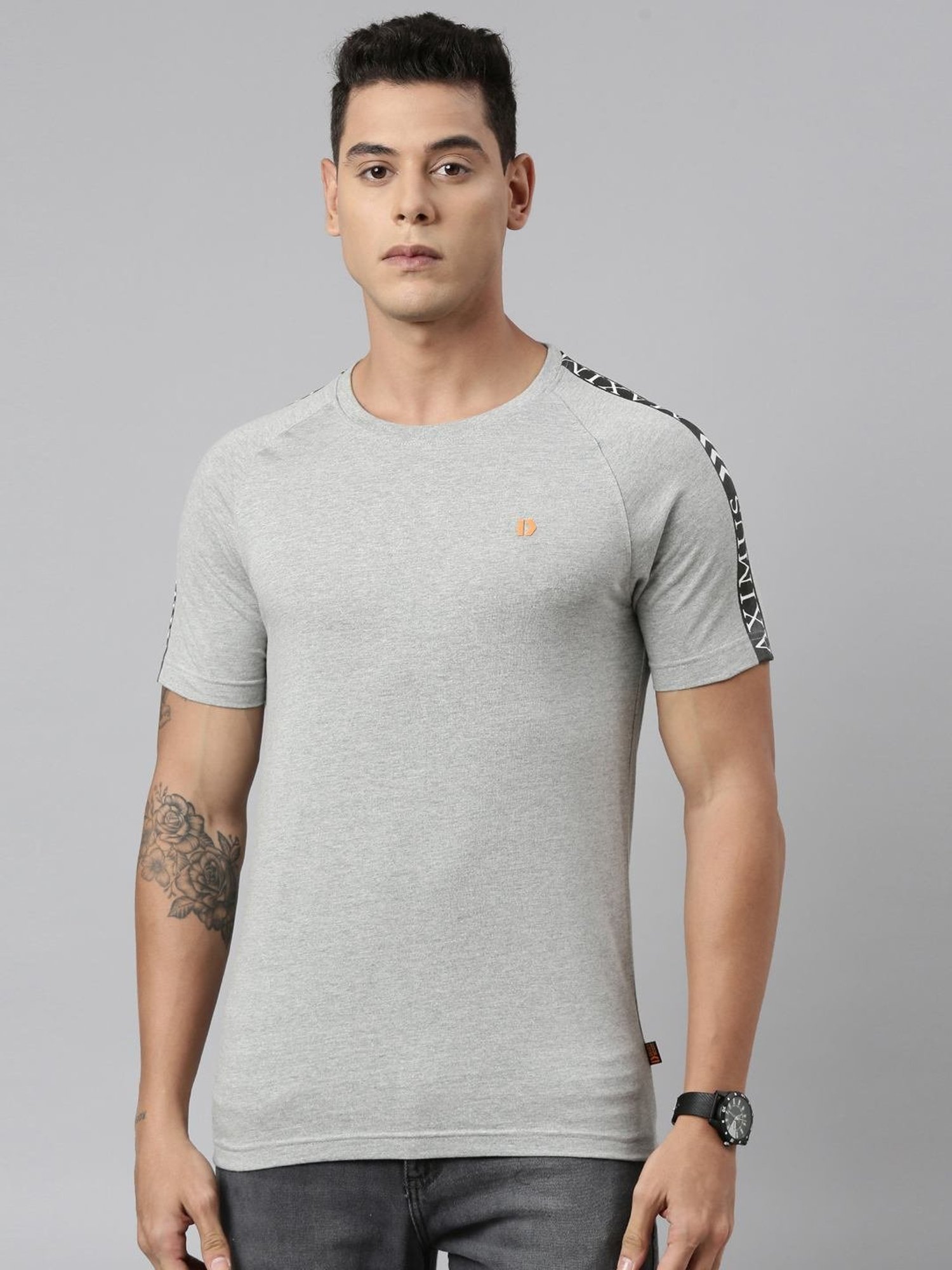 Dixcy Scott Maximus Grey Cotton Regular Fit T-Shirt