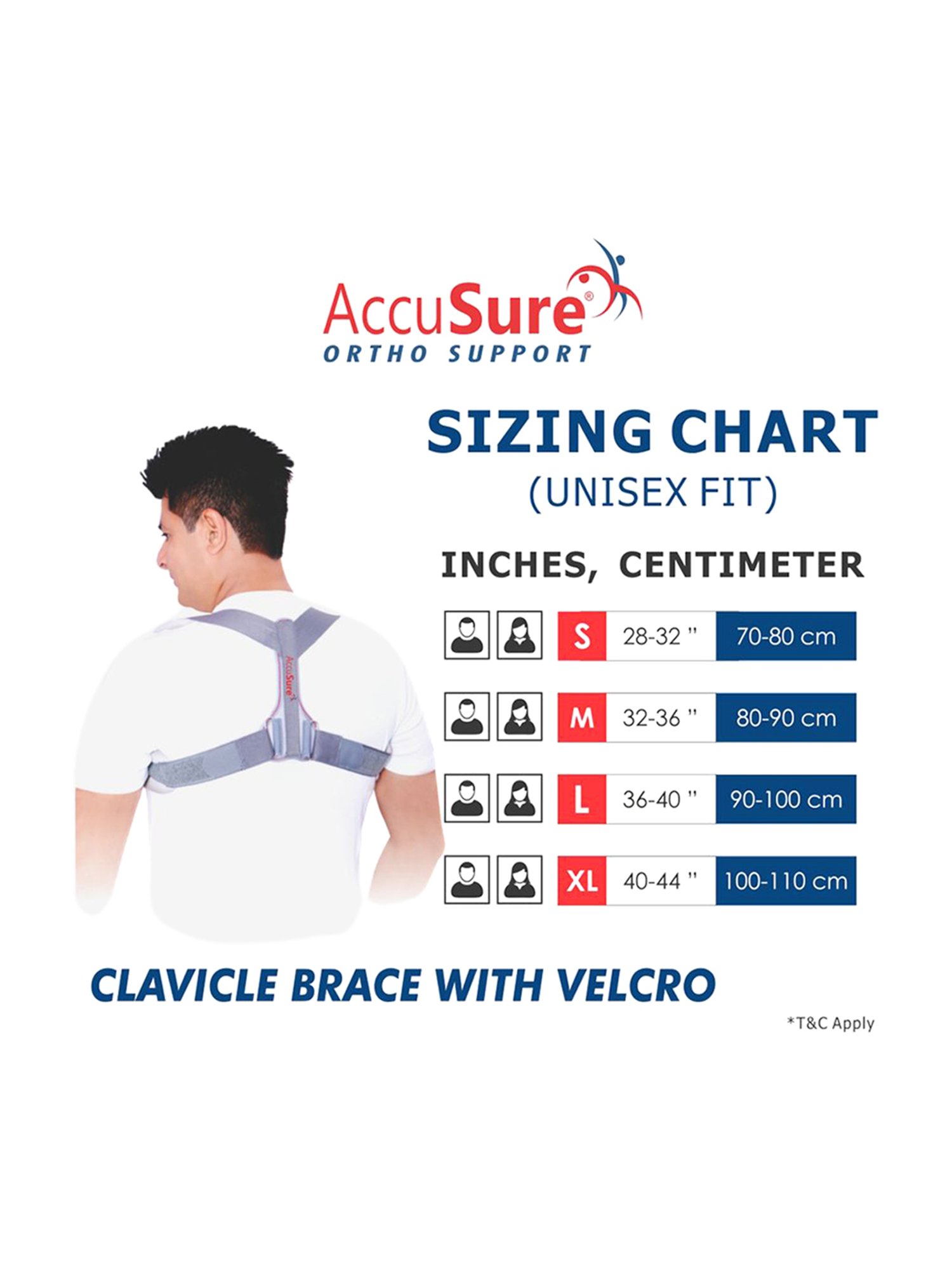 AccuSure Clavicle Brace With Velcro For Immobilize, Stabilize & Align Clavicle Fractures - Size-XL