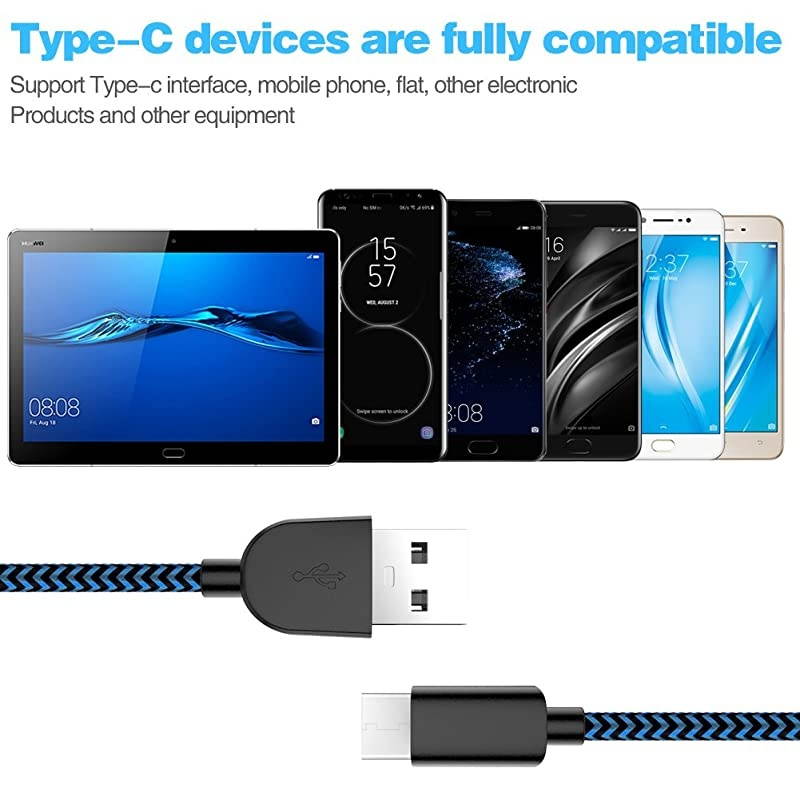 Type C Cable 5Pack 336610FT Nylon Braided C Cable Fast Charger Charging Cord Compatible Samsung Galaxy S9 S8 Note 9 Note 8 PlusLG V30 G6 G5 V20Google Pixel Moto Z2 and More