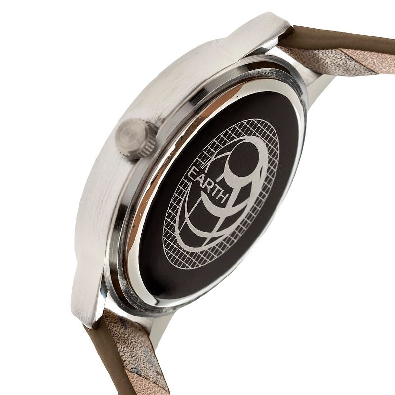 Women's Earth Autumn Wood Outer Dial Faux Leather Strap Watch Dark Brown