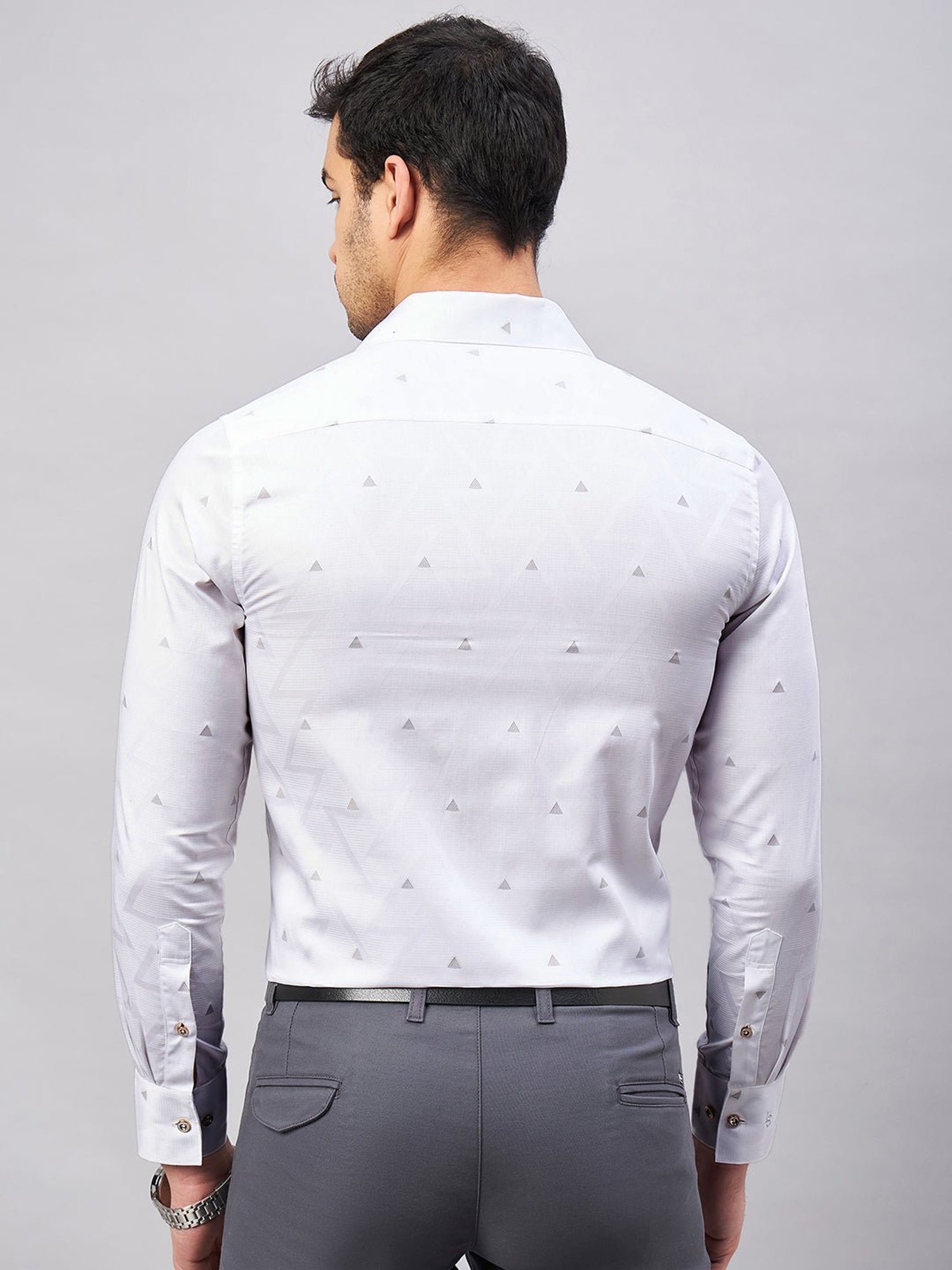 Louis Stitch White Cotton Regular Fit Printed Shirt