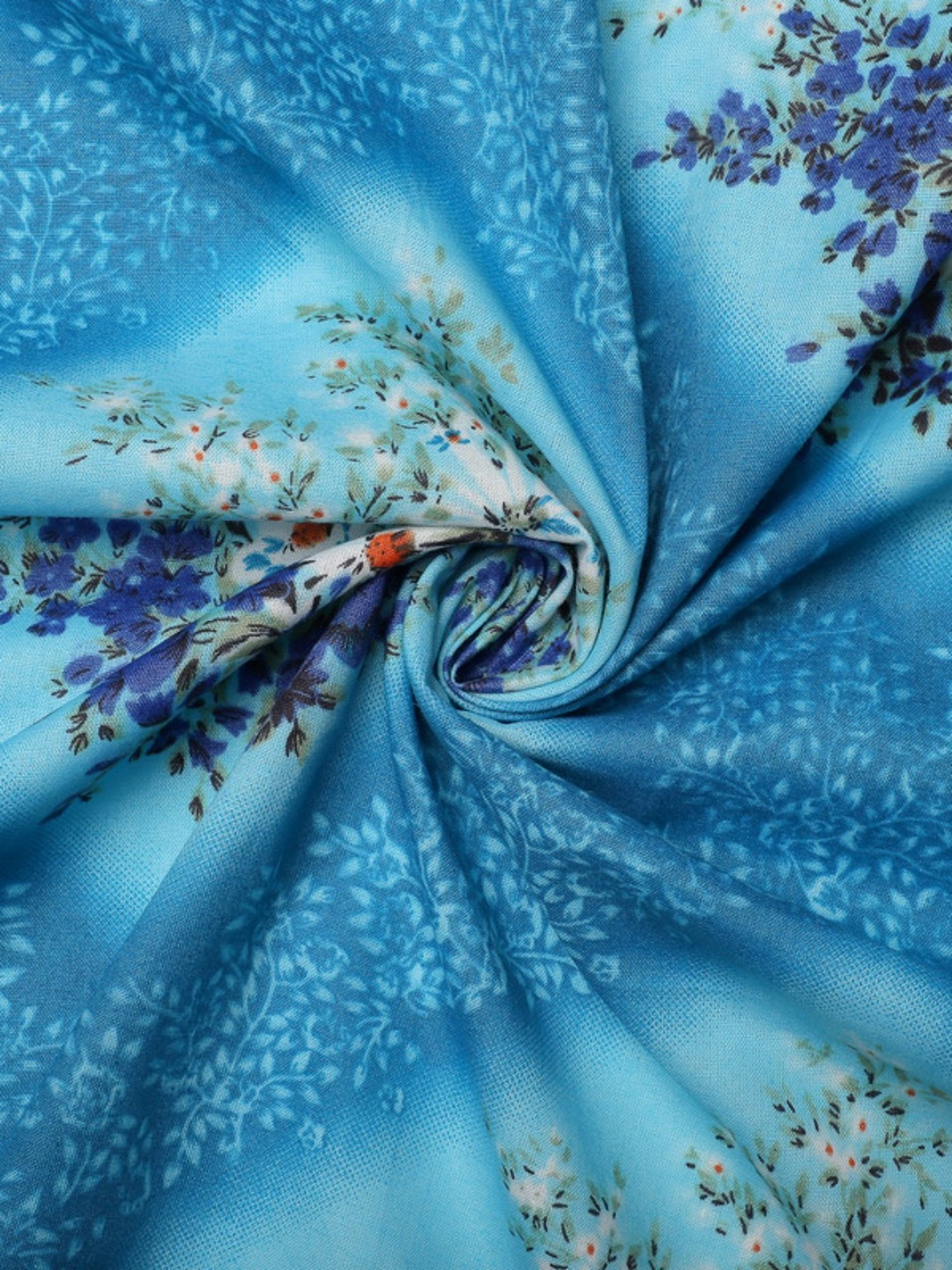 Dhrohar Printed Blue Cotton 180 TC Double Bedsheet with 2 Pillow covers