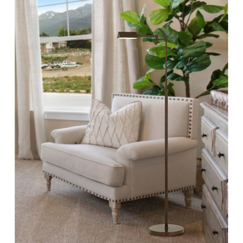 45" x 61" Adjustable Metal Clemson Pharmacy Swing Arm Floor Lamp (Includes LED Light Bulb) Rust - Cal Lighting