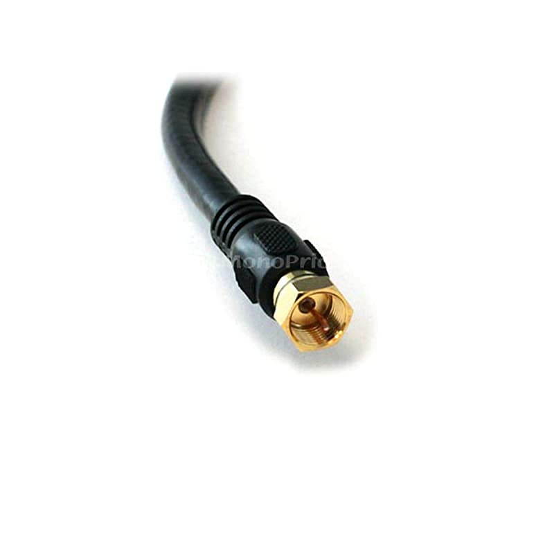 RG6 Quad Shield CL2 Coaxial Cable with F Type Connector 6ft Black