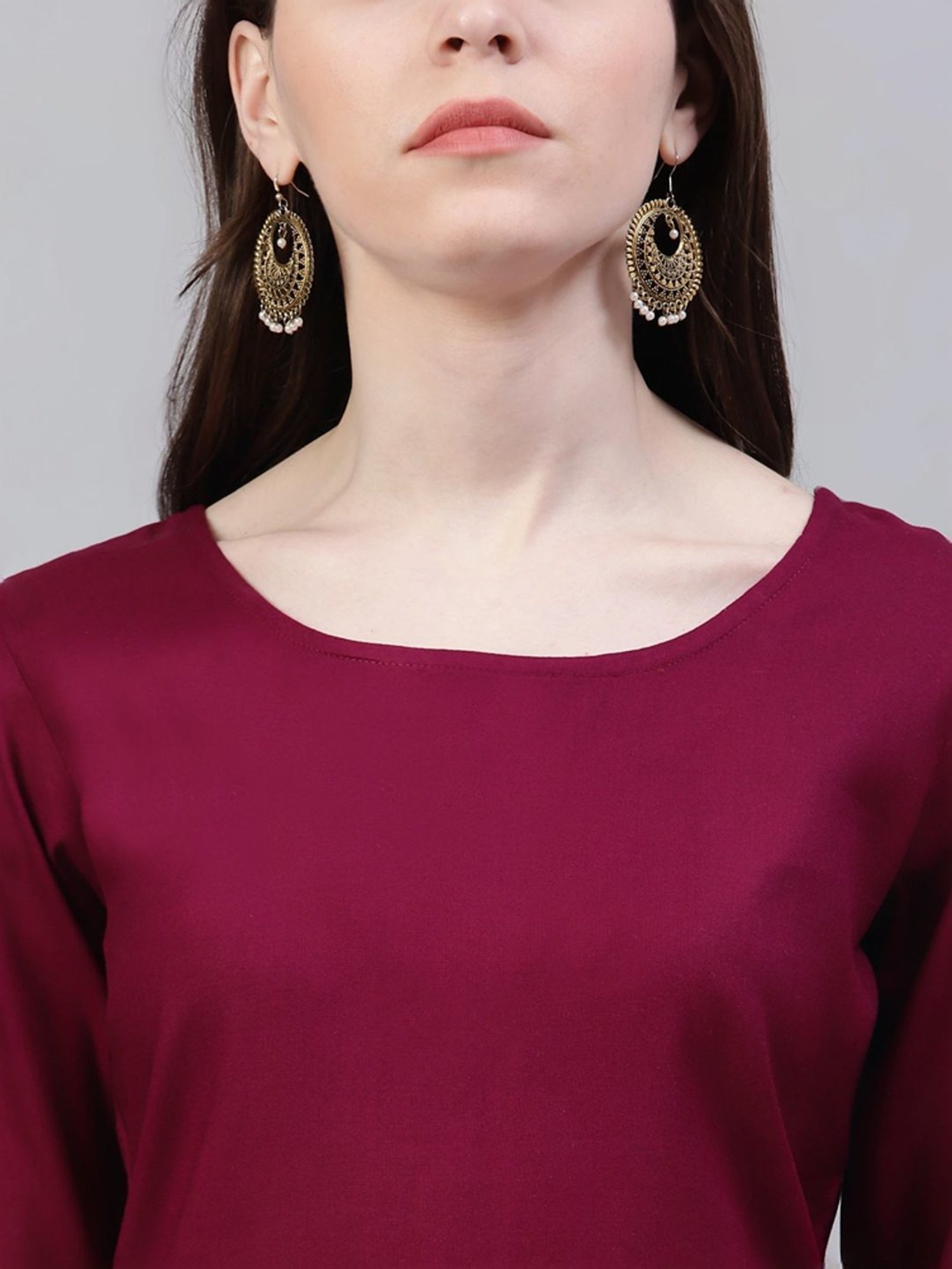 Stylum Wine Printed Dress with Dupatta