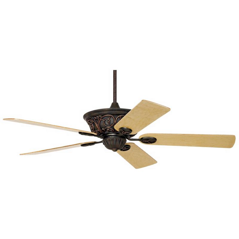 52" Casa Vieja Vintage Ceiling Fan Dark Copper Bronze Maple Wood Square Blades for Living Room Kitchen Bedroom Family Dining