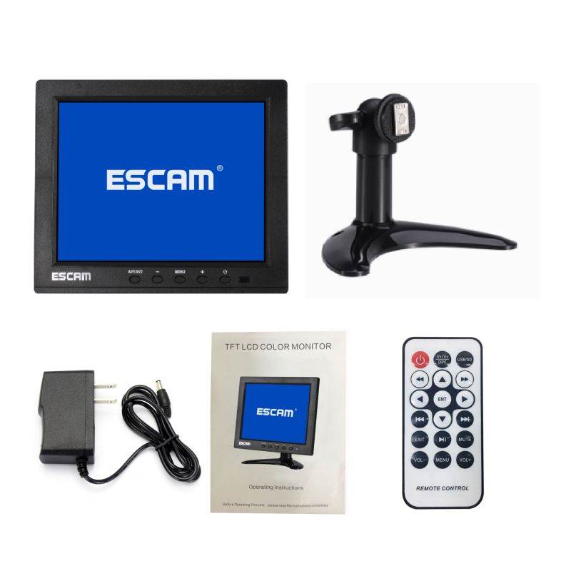 ESCAM T08 8-inch TFT LCD Monitor with VGA HDMI AV BNC USB for PC CCTV Security