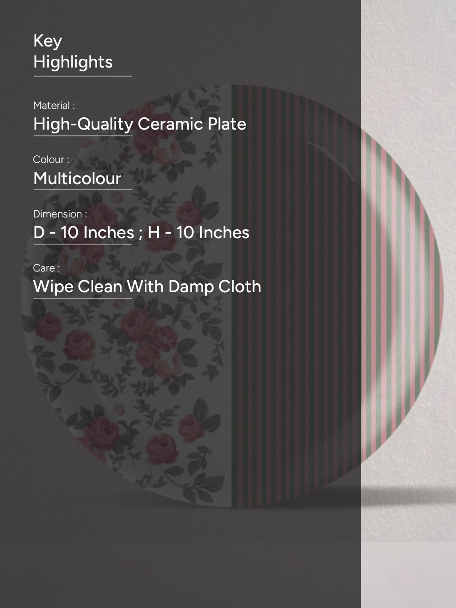 Nestroots English Floral Printed Multicolor Porcelain Wall Plate