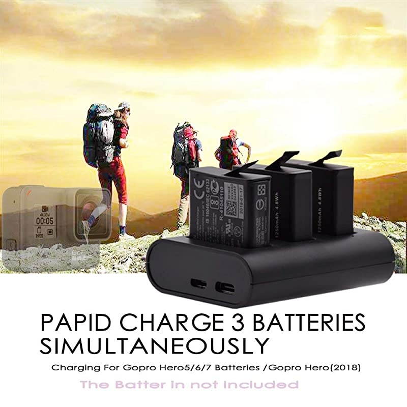 Station for GoPro Rechargeable Battery Charger 3Channel Charger GoPro Hero8Hero7BlackHero6Hero5 BlackHero2018with Type C USB Cable