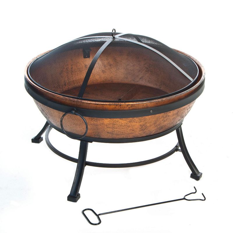 DeckMate 30371 Avondale Outdoor Backyard Patio Portable Steel Fire Bowl Fire Pit, Antiqued Copper Finish