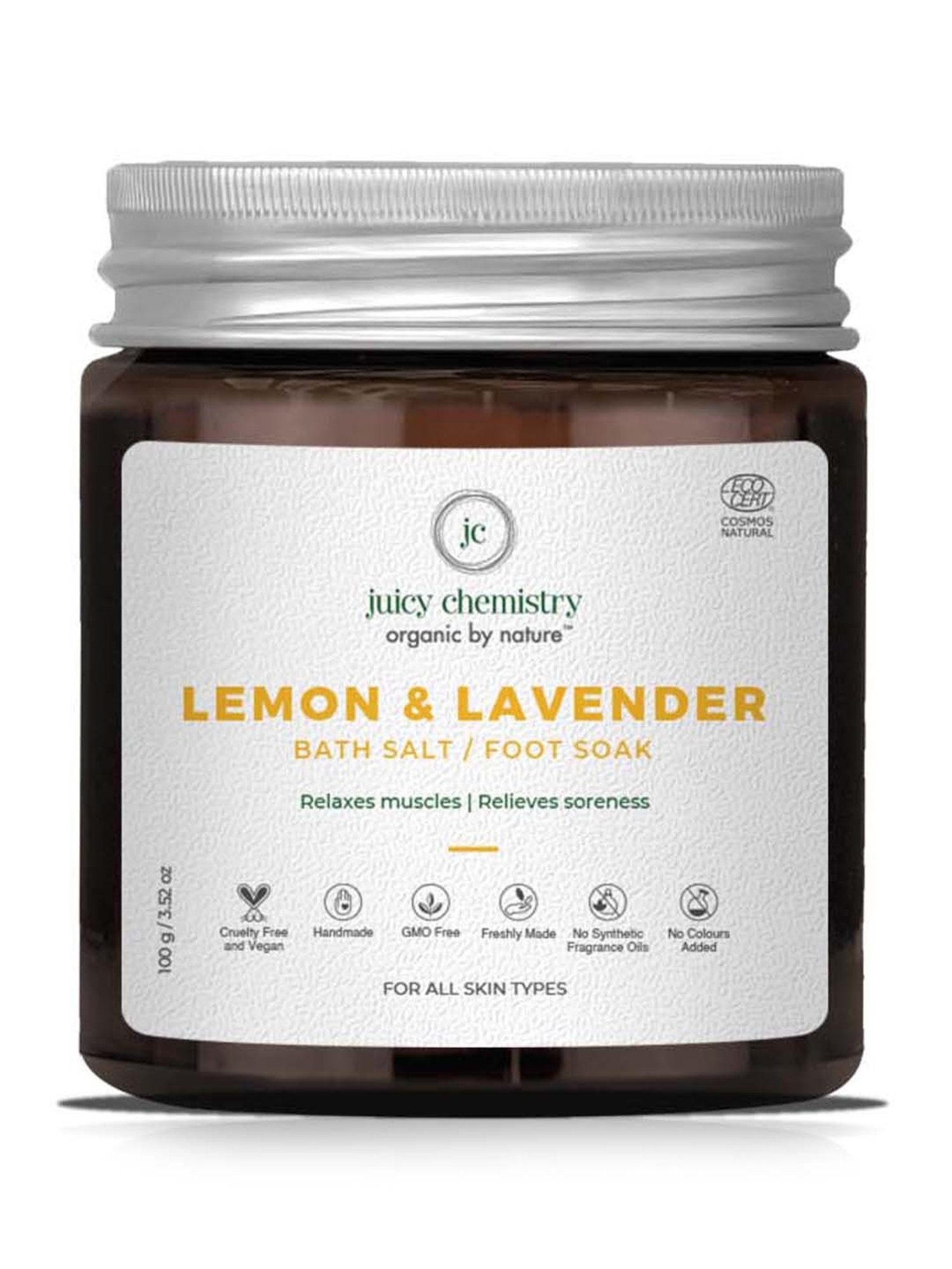 Juicy Chemistry Organic Lemon & Lavender Bath Salt & Foot Soak- - 100 gm