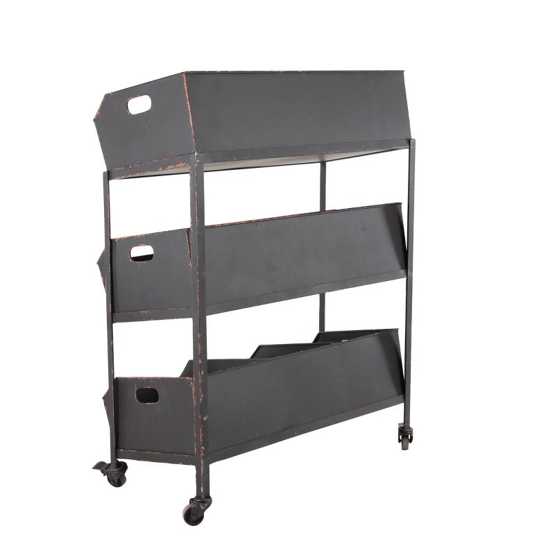 Metal Rolling Cart with 3 Shelves Black - Olivia & May