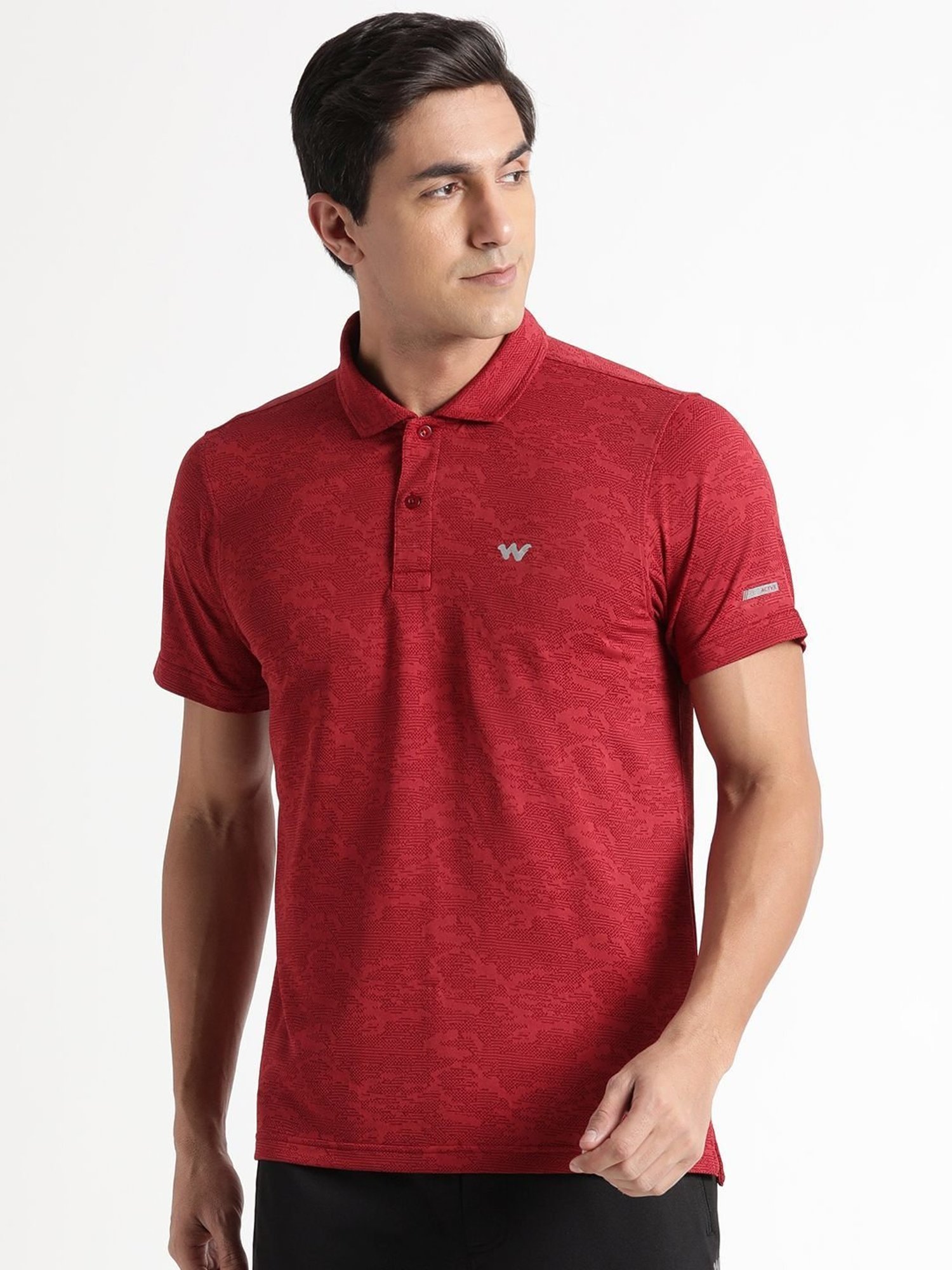 Wildcraft Maroon  Regular Fit Printed Sports T-Shirt