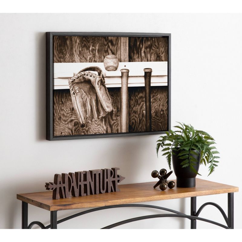 18" x 24" Sylvie Ball In The Dugout Framed Canvas by Shawn St. Peter Gray - DesignOvation