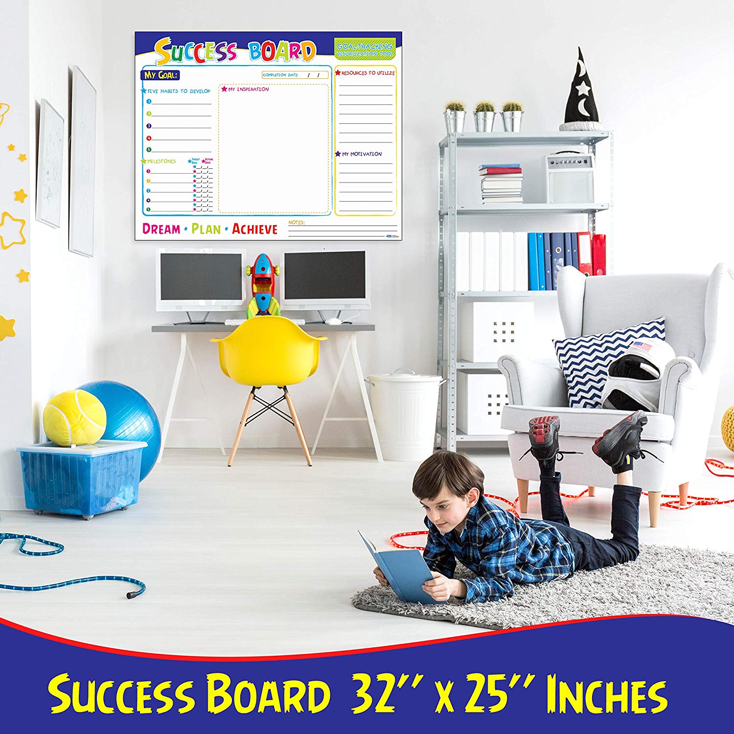 Personal Planning Success Board by Business Basics Wall Master Strategic Project Goal Setting Dry or Wet Erase Poster Perfect for Home & Office Work Use For College Students and CEO Entrepreneurs!