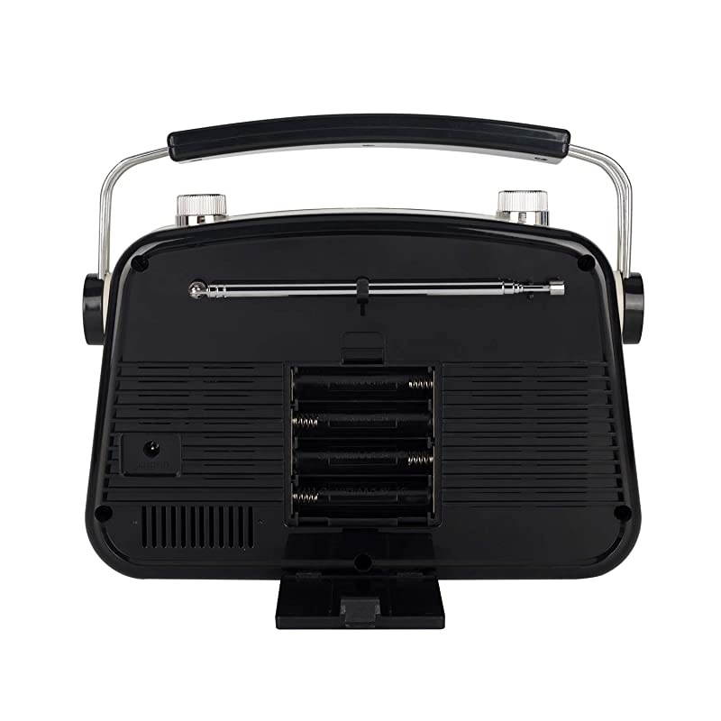 Portable Radio AM FM, Vintage Retro Radio with Built in Speakers, Best Reception and Longest Lasting, Power Plug or 1.5V AA Battery (Black)