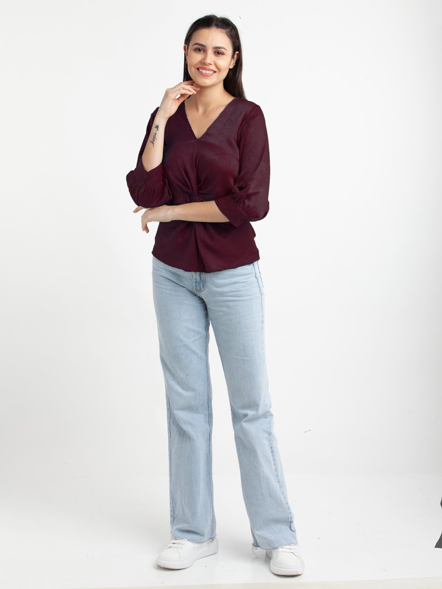 Zink London Burgundy Regular Fit Top