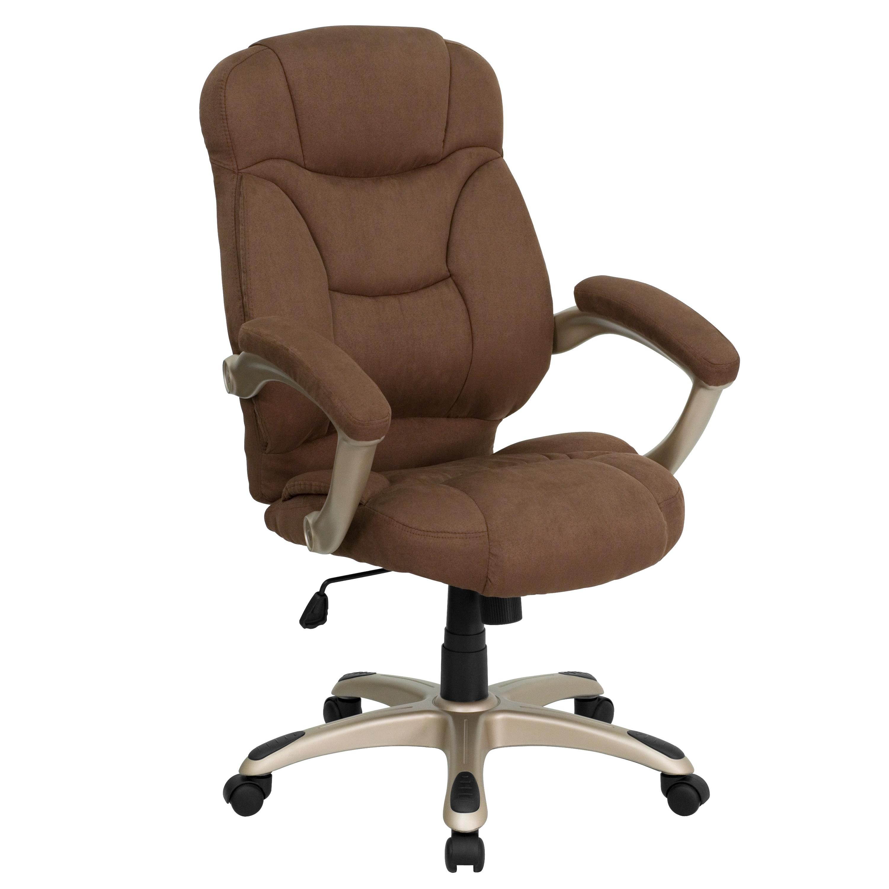 High Back Brown Microfiber Contemporary Executive Swivel Ergonomic Office Chair with Arms