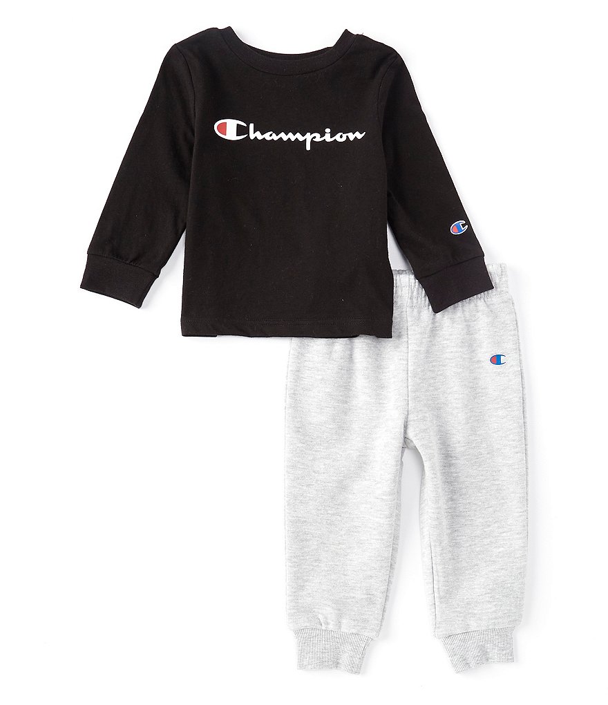 Champion Baby Boys 12-24 Months Long-Sleeve Signature Logo Tee & Fleece Jogger Set