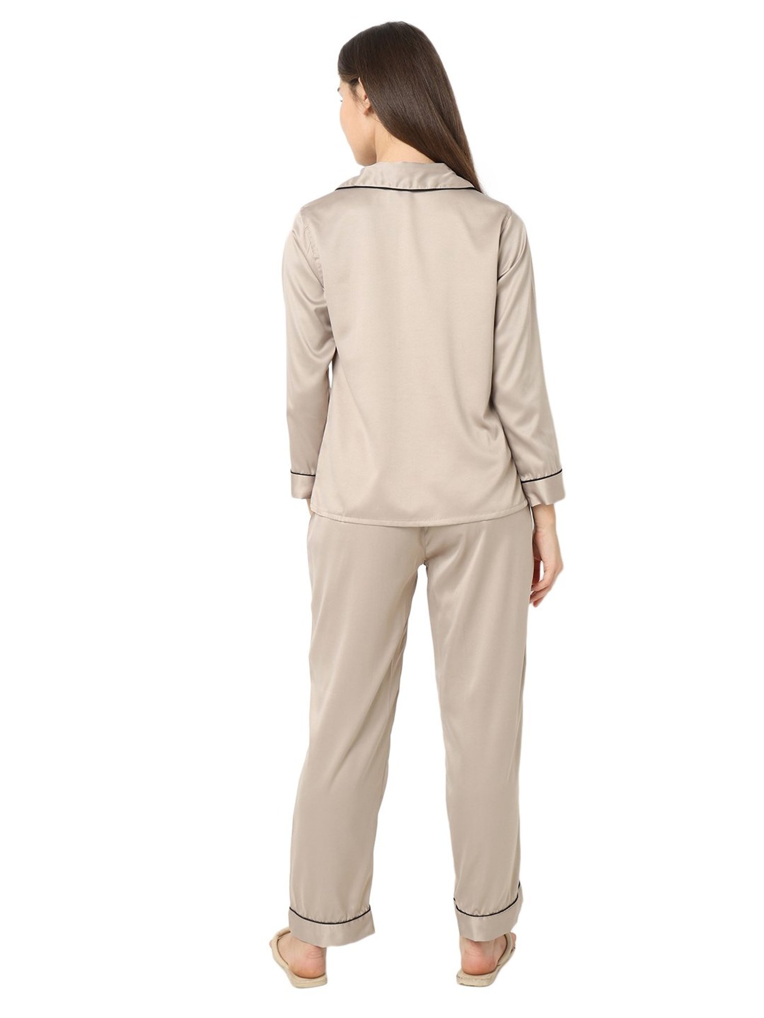 Smarty Pants Brown Satin Shirt With Pyjamas