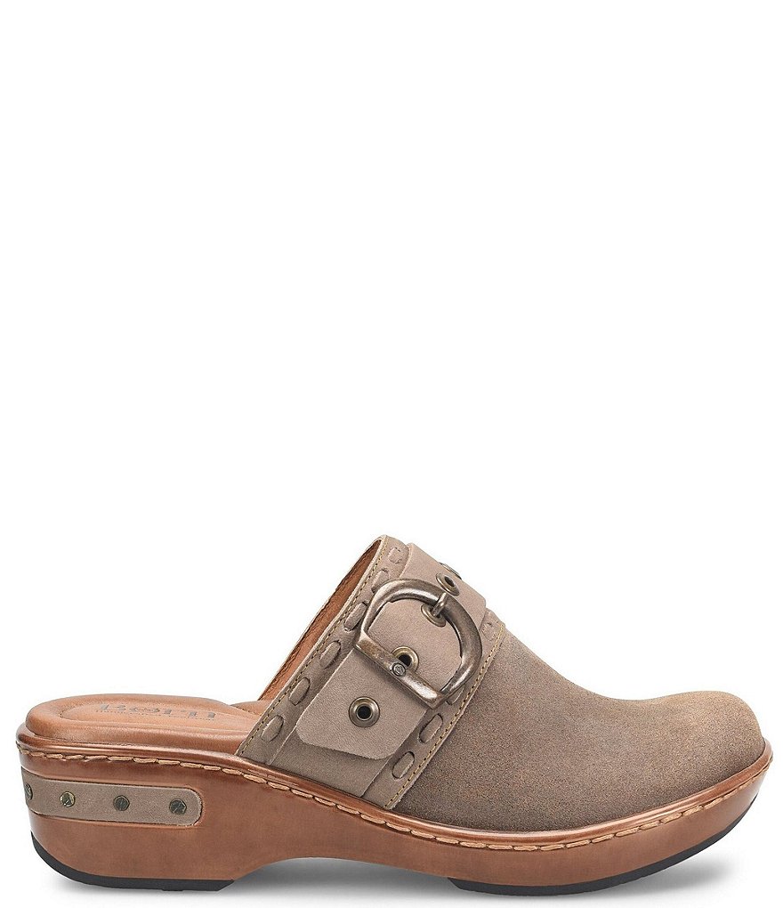 Born Banyan Suede Buckled Strap Suede Leather Clogs