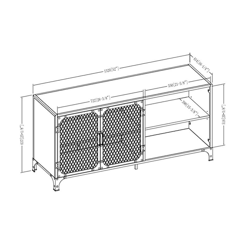 Edison Maison Industrial Metal Mesh Door for TVs up to 58 Inches, 52 Inch, Grey Wash