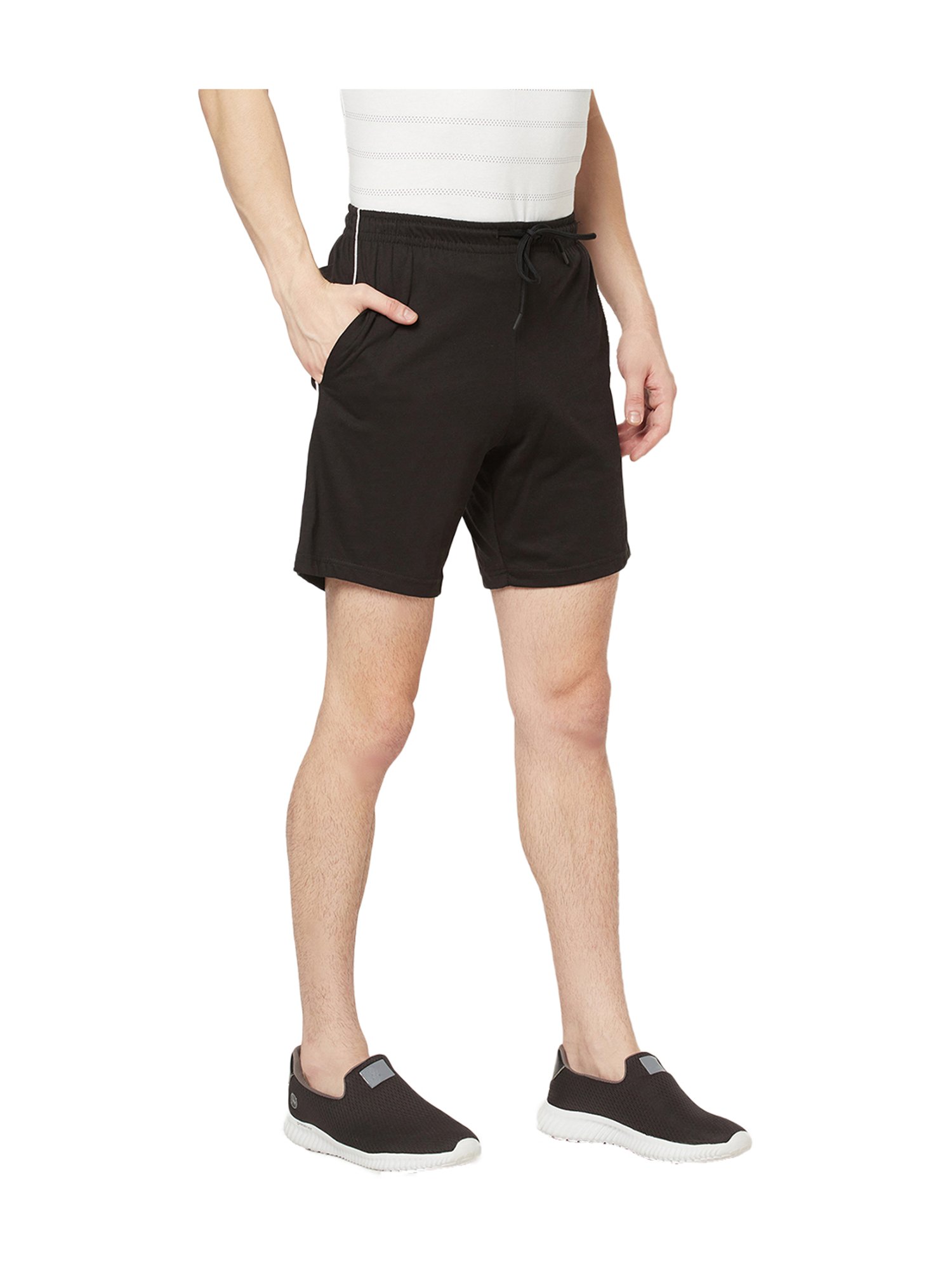 Octave Black Regular Fit Solid Shorts