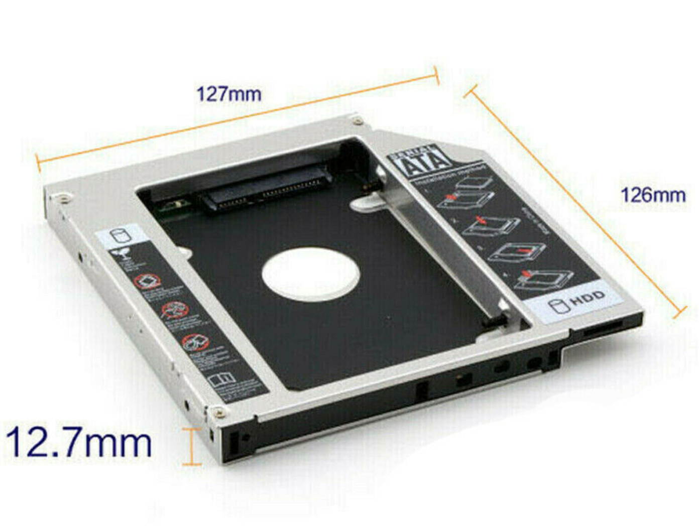 HDD Universal CD/DVD Caddy 12.7mm SATA to SATA Hard Drive Adapter For Laptop