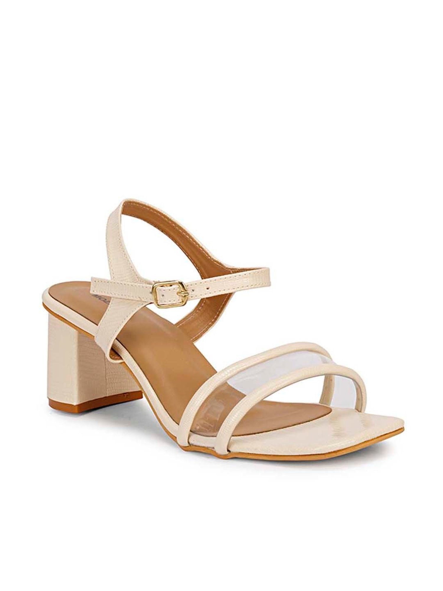 Mozafia Women's Beige Ankle Strap Sandals