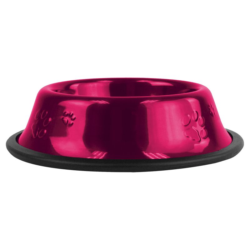 Platinum Pets Embossed Non-Tip Cat/Dog Bowl - Raspberry Pop - .75 Cup
